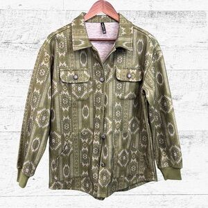 Olive Green Patterned Women's Jacket